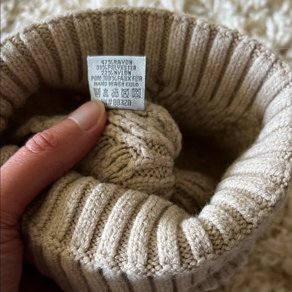 CC Baby Tan Knit Pom-Pom Beanie - Picture 5 of 5